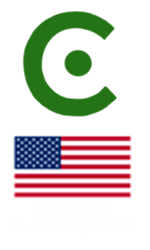 Core logo above an American flag